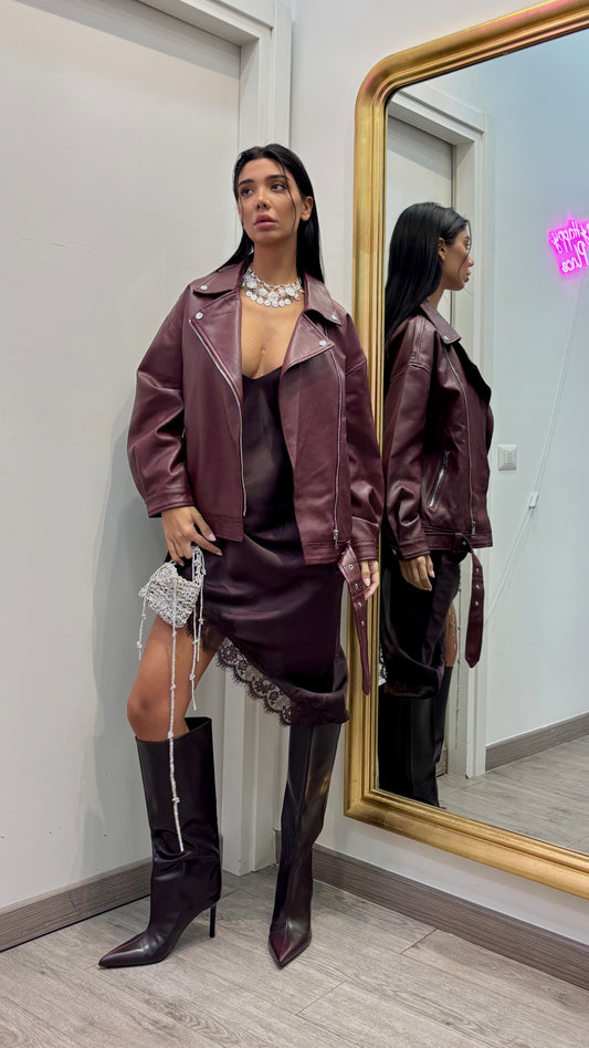 Maxi jacket in ecopelle