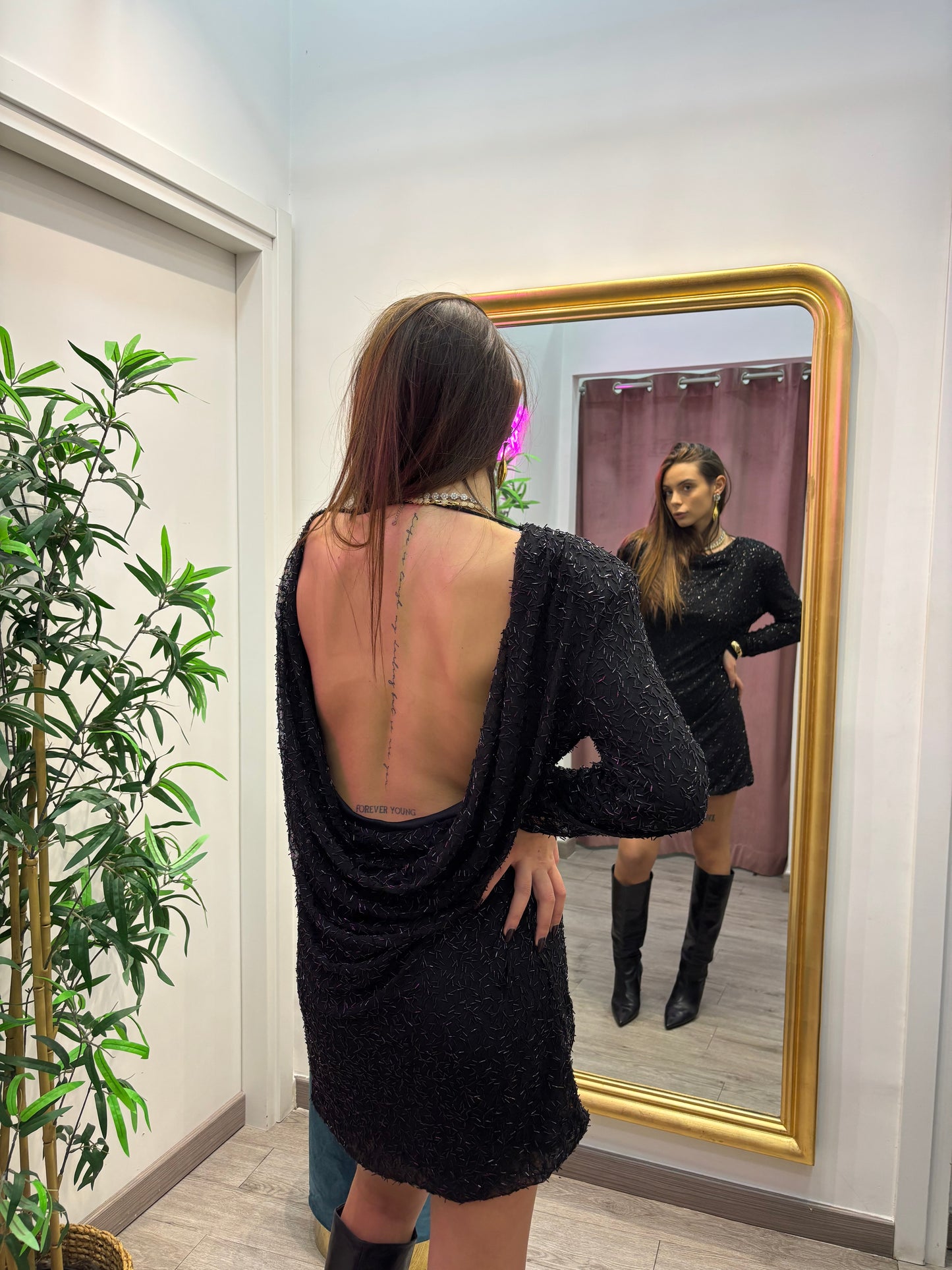 Abito mini Christmas party ( nero / bordeaux )