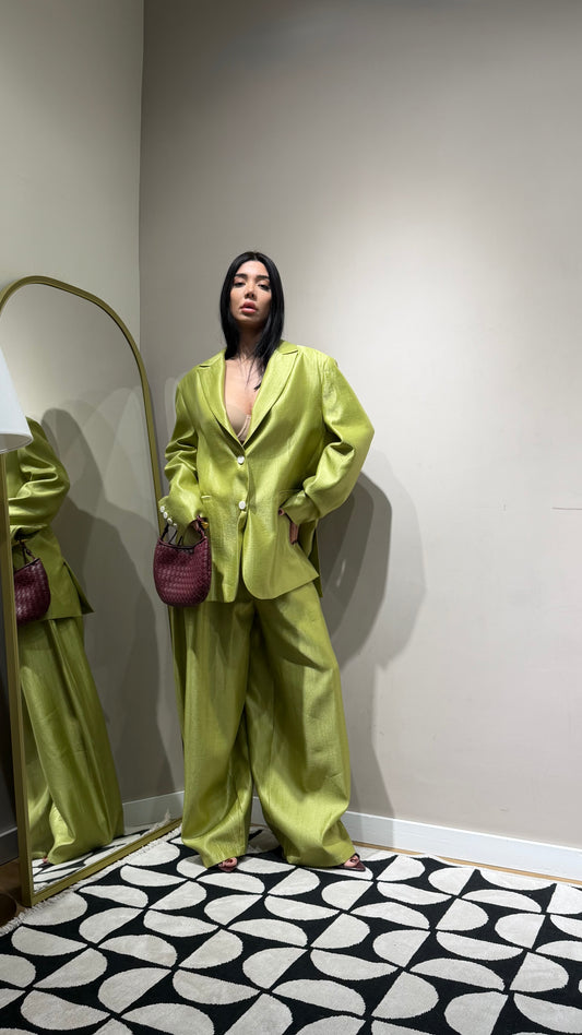 Maxi blazer effetto perlato verde menta