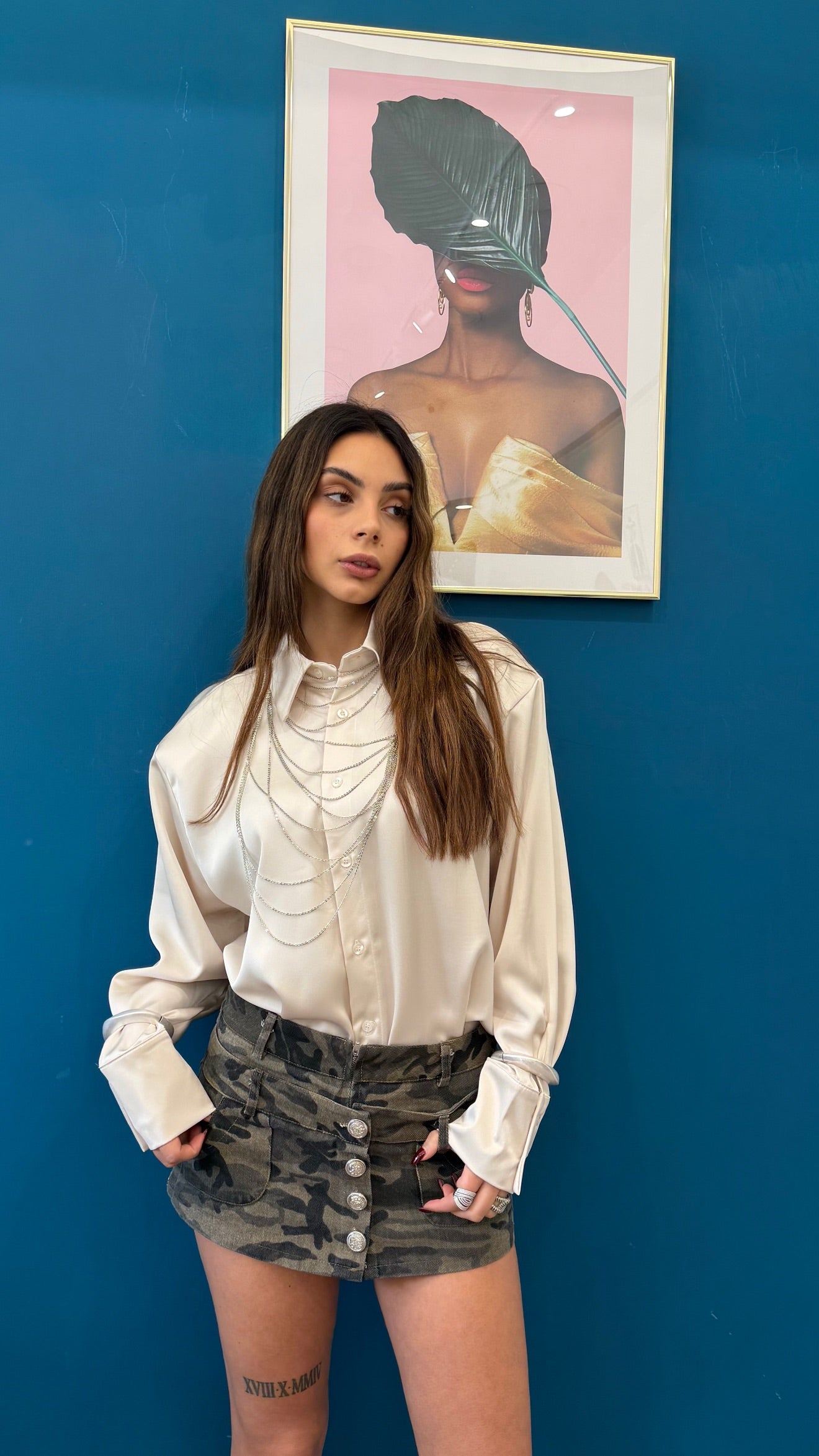 Camicia satin spalle strutturate ( + colori)