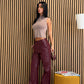 Pantaloni in ecopelle bordeaux