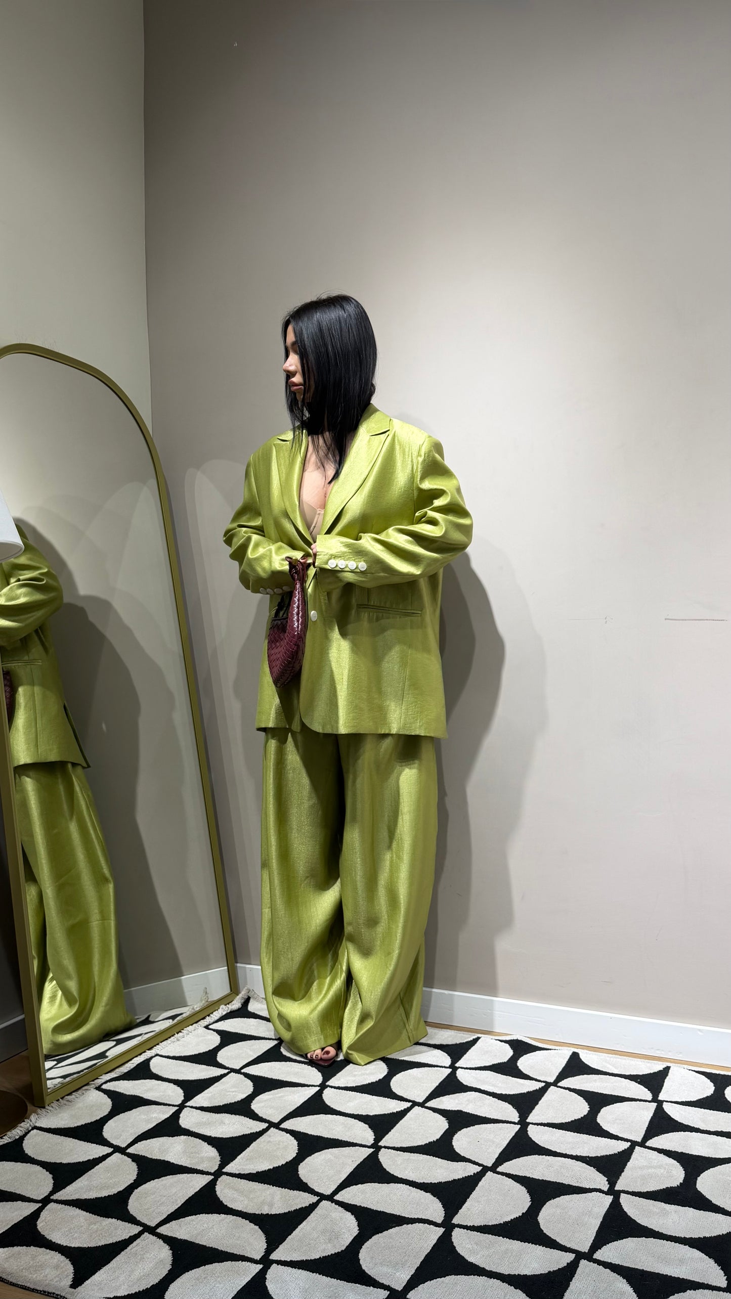 Pantaloni verde menta con pence