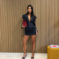 Mini dress blazer in denim blue