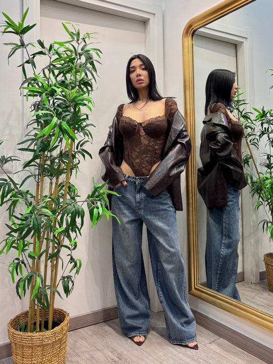 Body pizzo( marrone / nero)