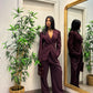 Pantaloni sartoriali lumina ( panna / burgundi / nero )