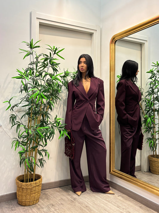 Pantaloni sartoriali lumina ( panna / burgundi / nero )