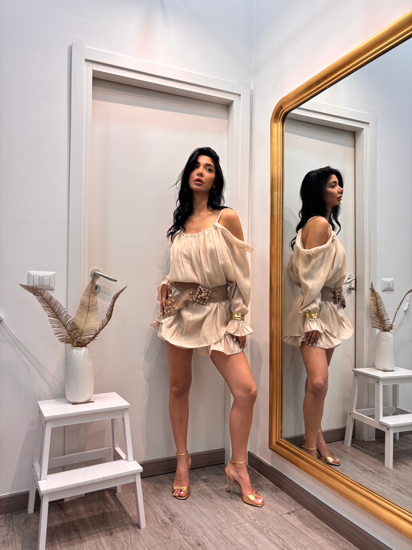 Maxi cintura borchie Gold (sabbia / marrone )