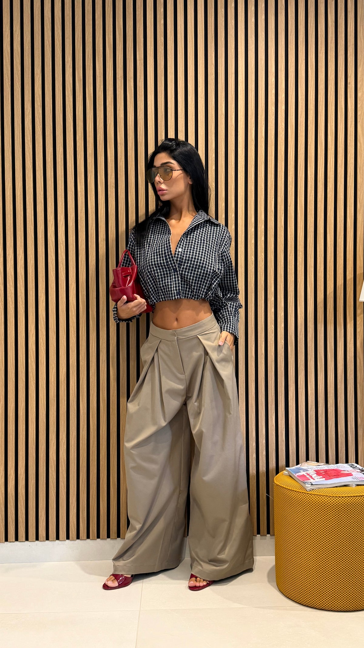 Camicia cropped vichy