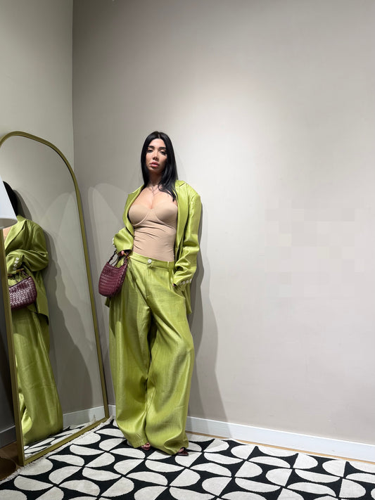 Pantaloni verde menta con pence