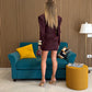 Mini dress blazer burgundi