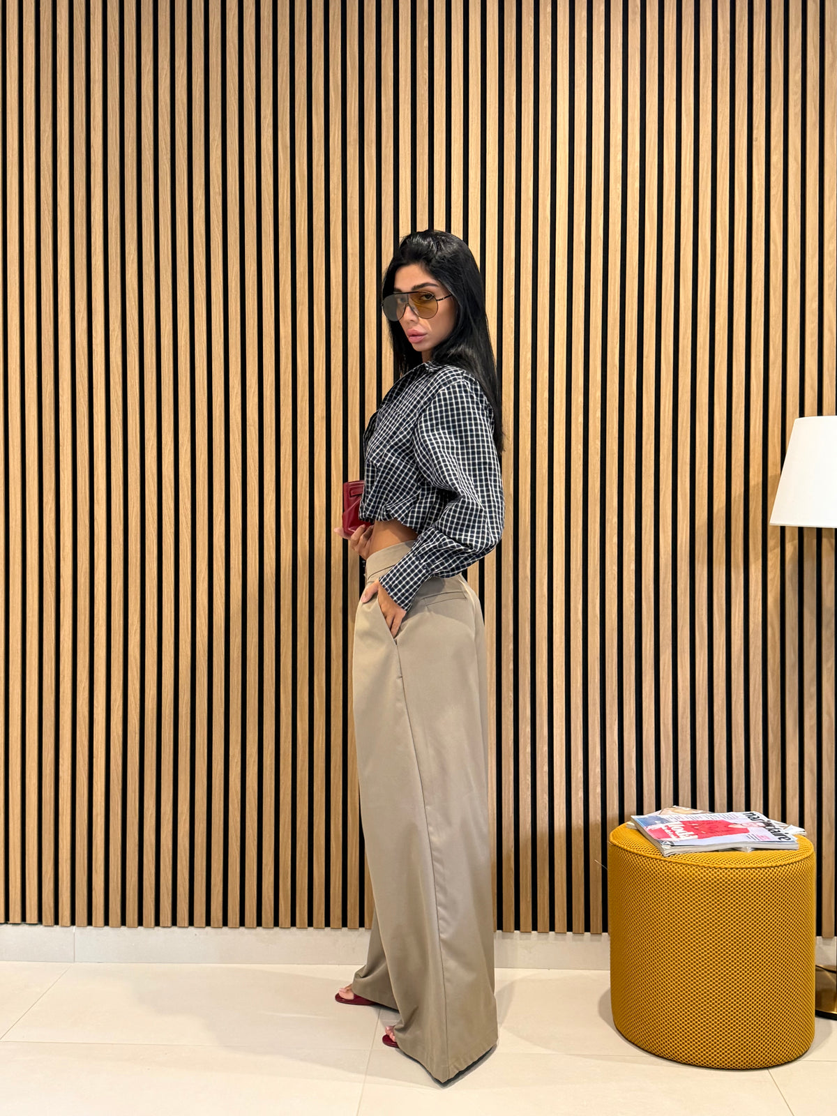 Camicia cropped vichy