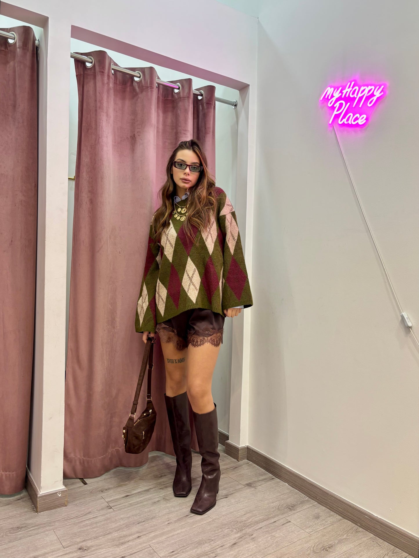 Shorts bordo in pizzo