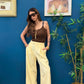 Pantaloni alessia ( giallo paglierino)