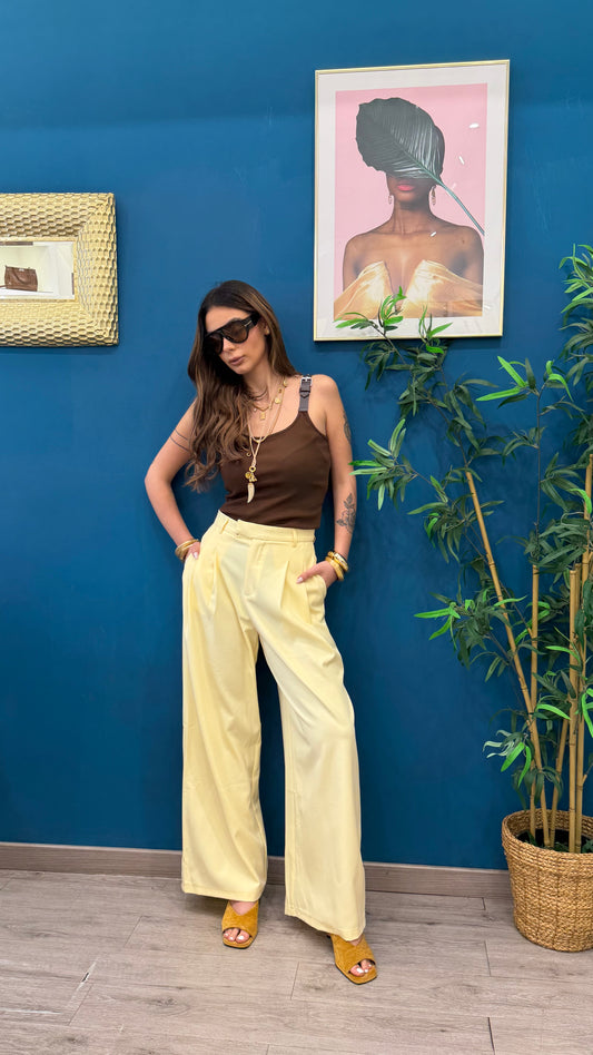 Pantaloni alessia ( giallo paglierino)
