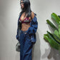 Jeans blue denim con piegone